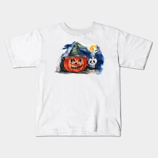 Pumpkin Scary Halloween Watercolor Kids T-Shirt